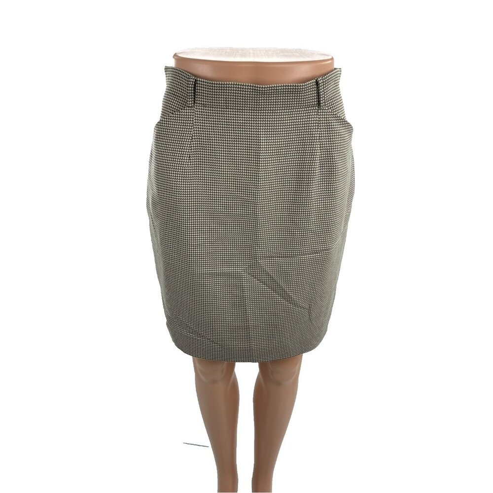 Loft Womens Size 6 Petite Skirt Brown Houndstooth Career Office Workwear